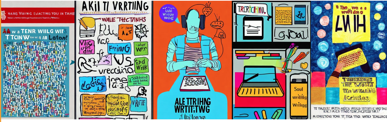 a banner of AI-generated posters for the symposium